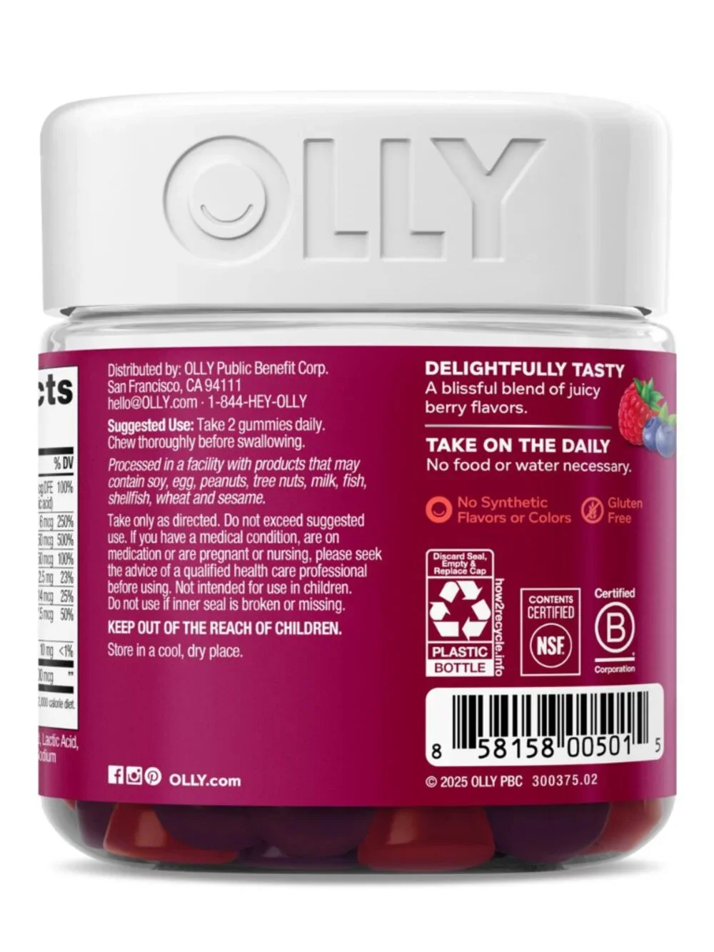 OLLY Women's Multivitamin Gummy, Women's Overall Wellness,* Vitamins A, C, D, E,